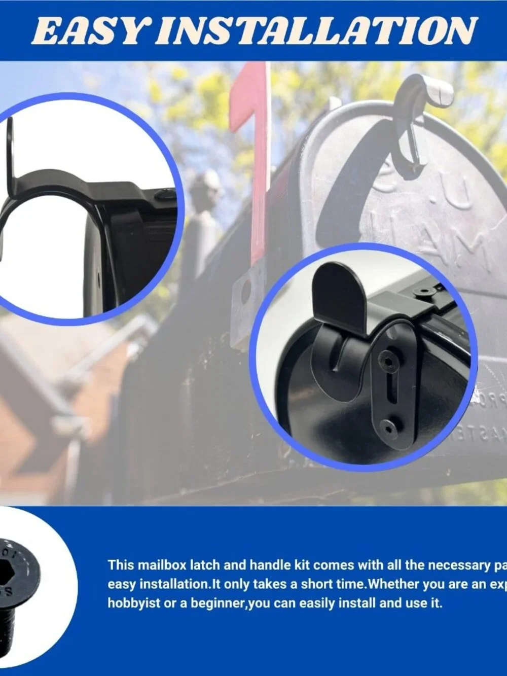 Mailbox Latch and Handle Kit, Thickened Mailbox Latch Replacement Set Easy Insta